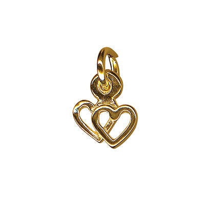 9ct yellow gold twin hearts charm