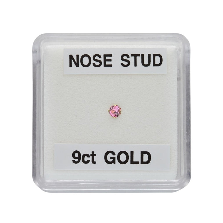 9ct Yellow Gold Pink Nose Stud