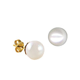 9ct Yellow Gold 8mm Fresh Water Cultured Pearl Stud Earrings