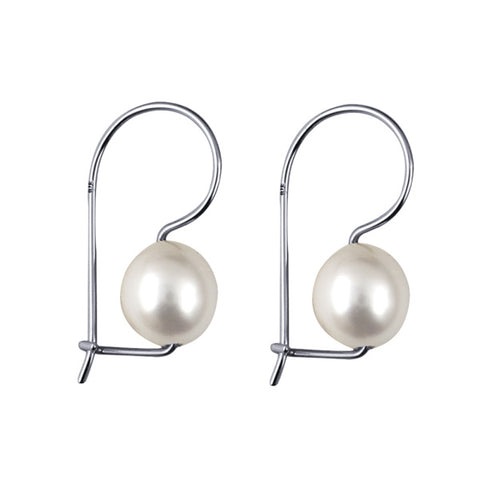 Sterling Silver Fresh Water Cultured Pearls Euro Clasp Earrings