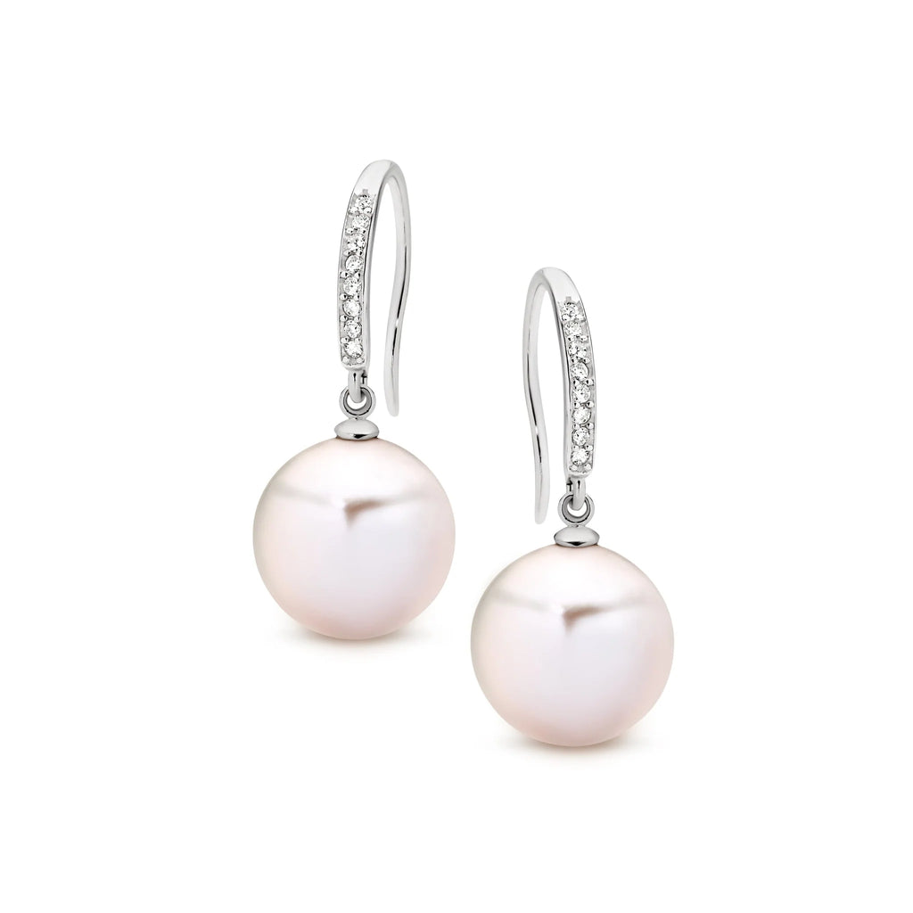 Sterling Silver Luna Earrings With Edison Pearls And Cubic Zirconias