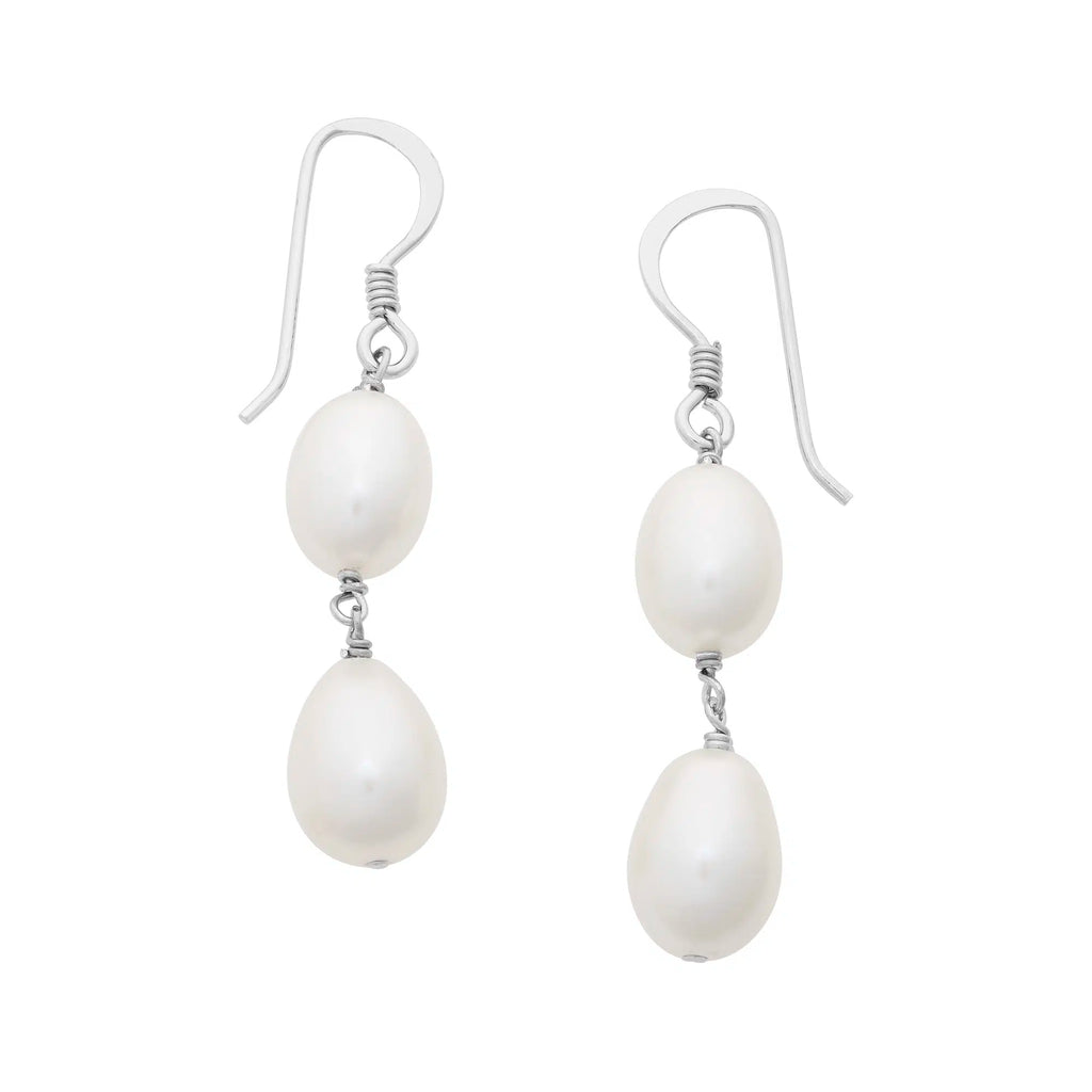 Sterling Silver Freshwater Pearl Drop Hook Earrings