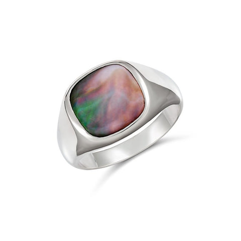 Sterling Silver "Declan" Mother Of Pearl Top Gents Ring