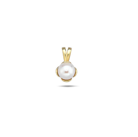 9ct Yellow Gold Freshwater Pearl Pendant With Flower Backing