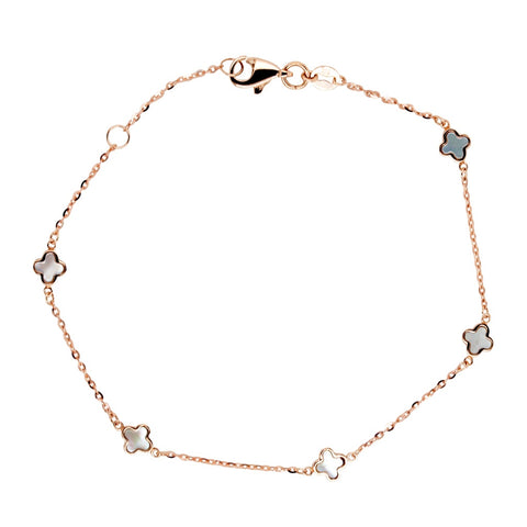 9ct Rose Gold Mother Of Pearl Flower Bracelet