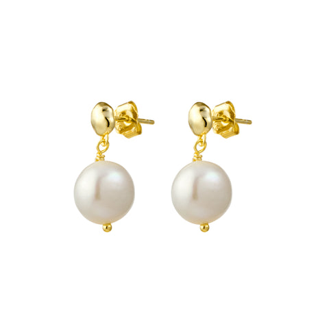 Sterling Silver Pearl Drop Stud Earring