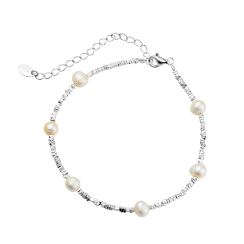 Sterling Silver Fresh Water Pearl And Bead Bracelet