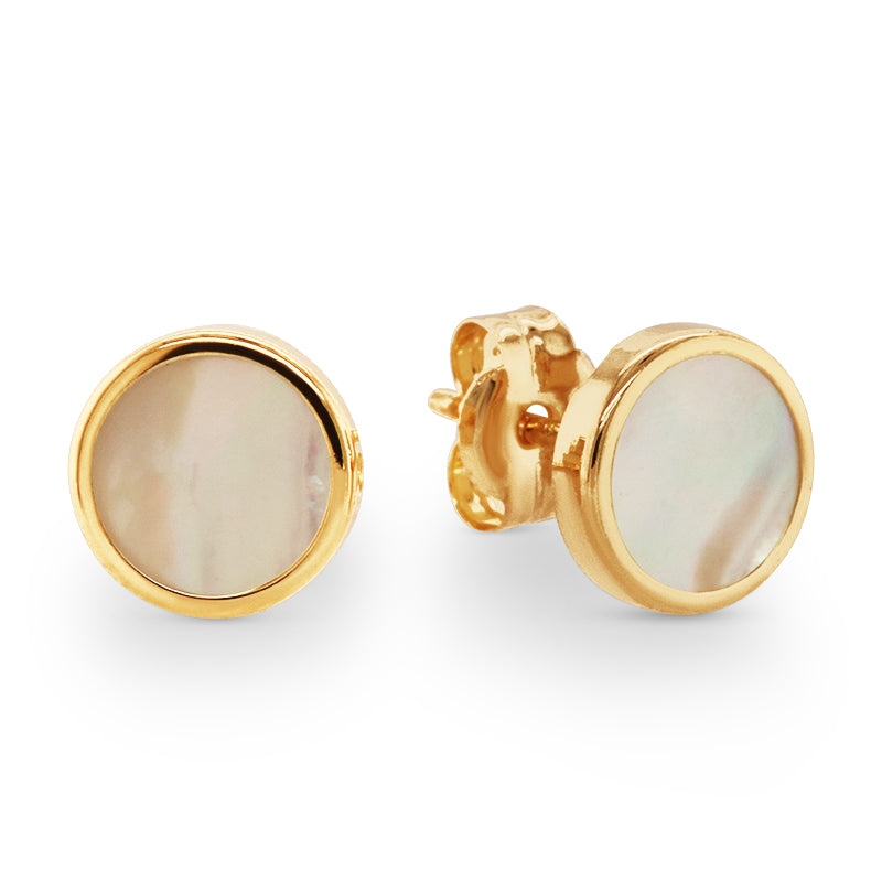 9ct Yellow Gold Mother of Pearl Stud Earrings