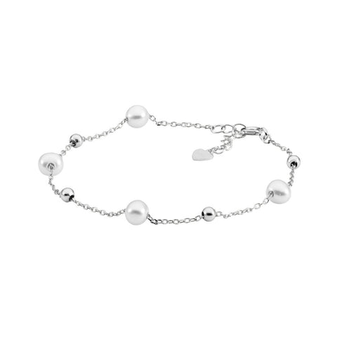 Sterling Silver Freshwater Pearl & Ball Bracelet
