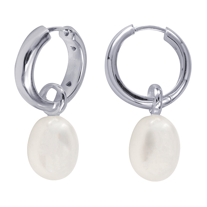 Sterling Silver Freshwater Cultured Pearl Huggies
