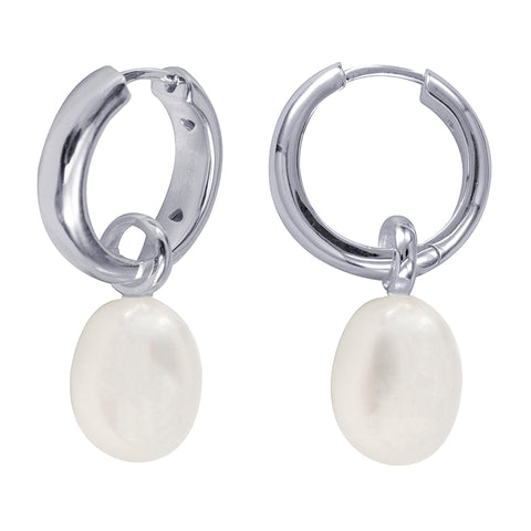 Sterling Silver Freshwater Cultured Pearl Huggies