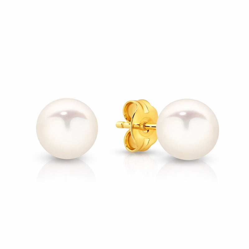 9ct Yellow Gold 6-6.5mm Freshwater Pearl Stud Earrings