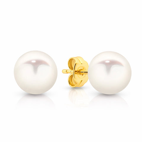 9ct Yellow Gold 8-8.5mm Freshwater Pearl Stud Earrings