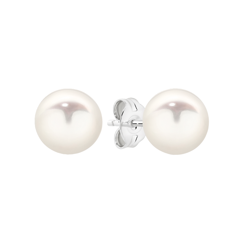 Sterling Silver 7-7.5mm Round Freshwater Pearl Stud Earrings
