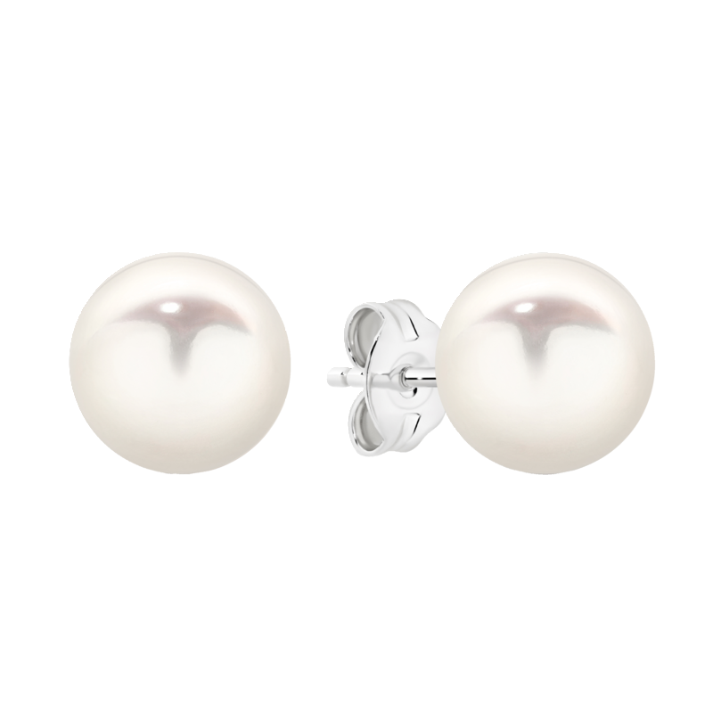 Sterling Silver 8-8.5mm Round Freshwater Pearl Stud Earrings