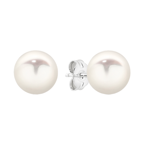 Sterling Silver 8-8.5mm Round Freshwater Pearl Stud Earrings
