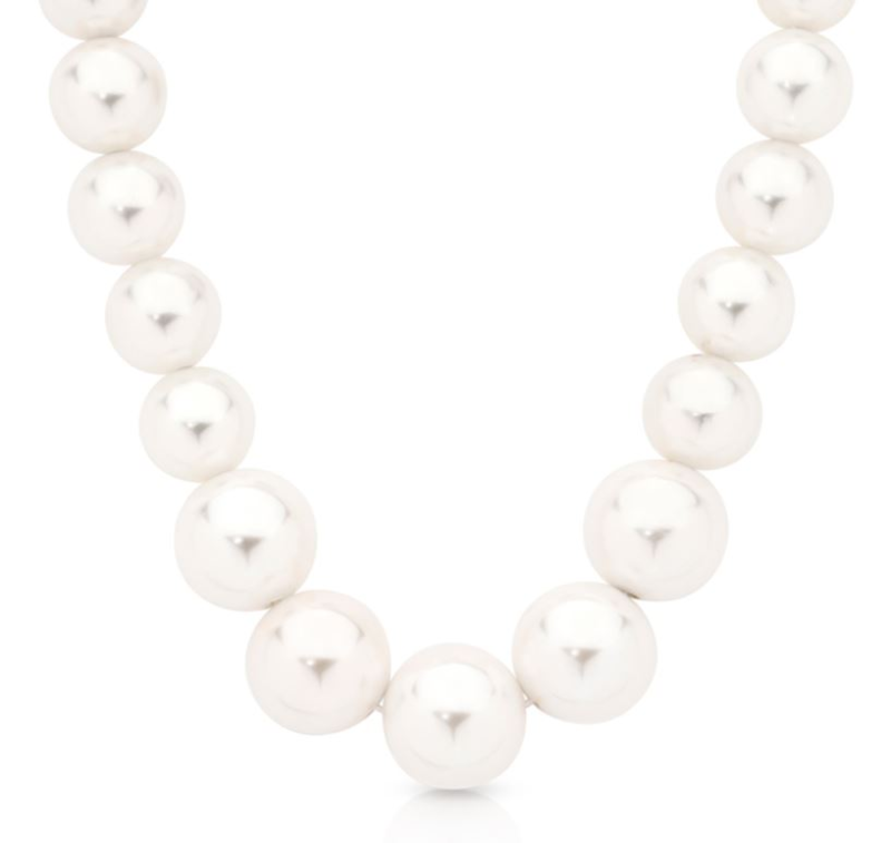 Sterling Silver Shell-Base Graduating Pearl Necklace