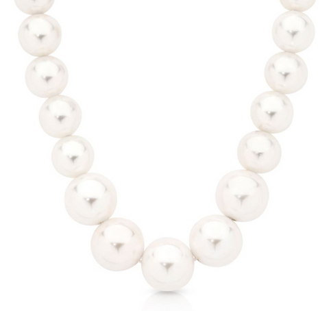 Sterling Silver Shell-Base Graduating Pearl Necklace
