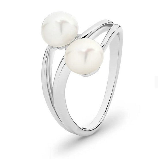 Ikecho 'Mildred" Sterling Silver Freshwater Button Pearl Ring
