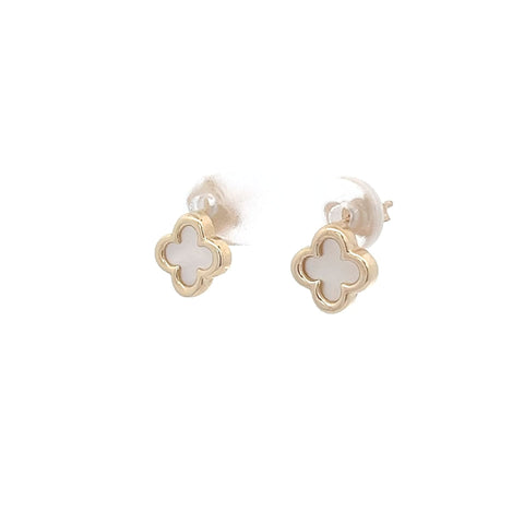 9ct Yellow Gold Mother Of Pearl Flower Studs