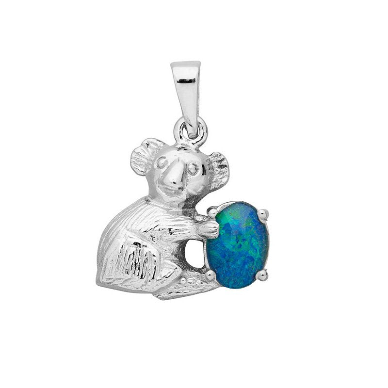Sterling Silver Firegem Australian Triplet Opal Koala Pendant