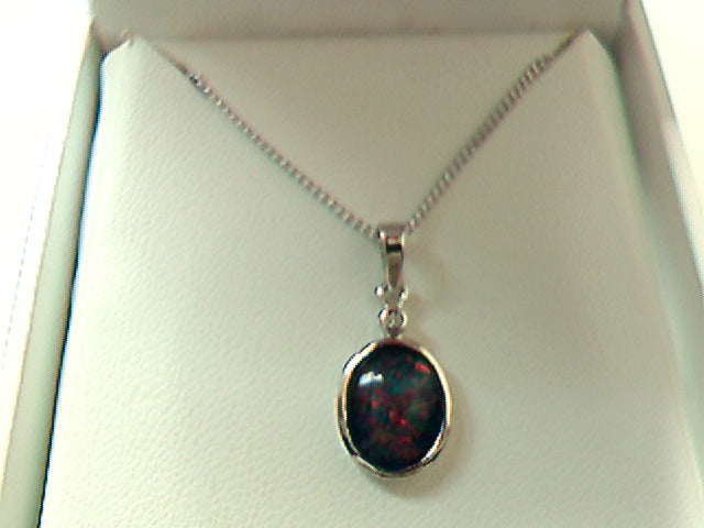 Sterling Silver 'Matilda' Opal and CZ Pendant