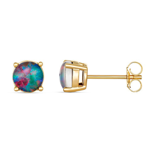 Sterling Silver "Adeline" Triplet Opal Studs