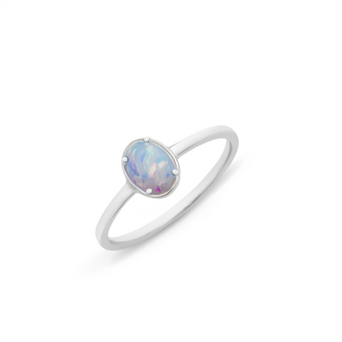 Sterling Silver Created Opal Ring