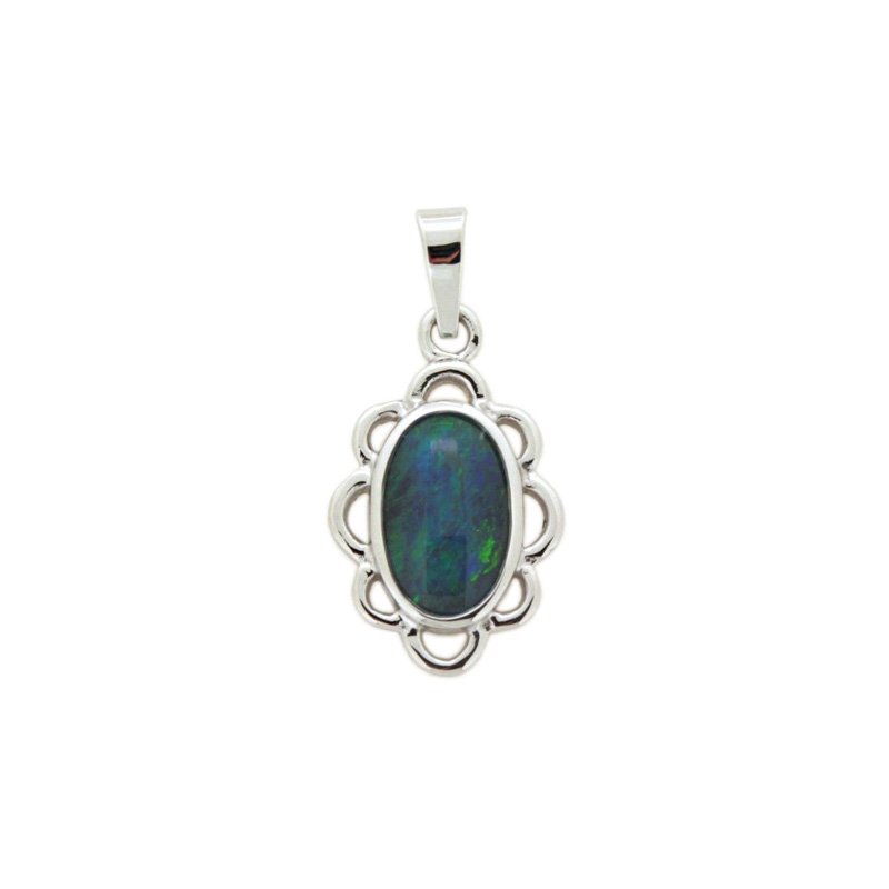 Sterling Silver Oval Triplet Opal Pendant