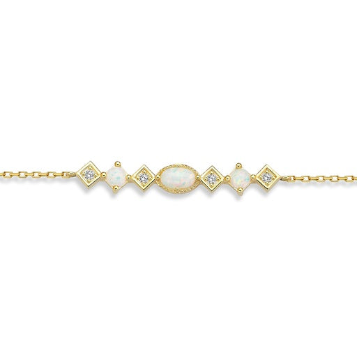 9ct Yellow Gold Opal and Cubic Zirconia Bracelet