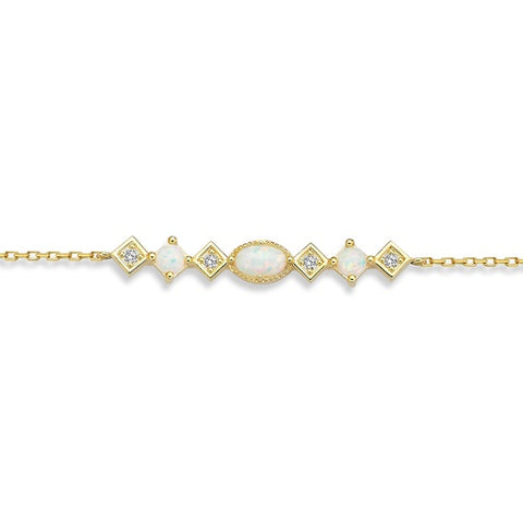 9ct Yellow Gold Opal and Cubic Zirconia Bracelet