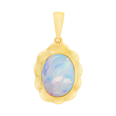 9ct Yellow Gold Lab Grown Opal Pendant