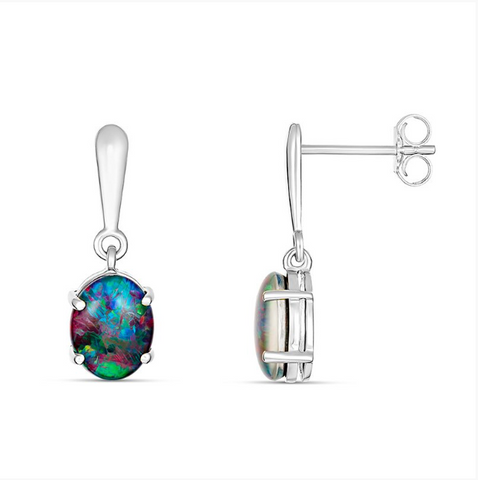 Sterling Silver 'Bridget' Triplet Opal Drop Earrings