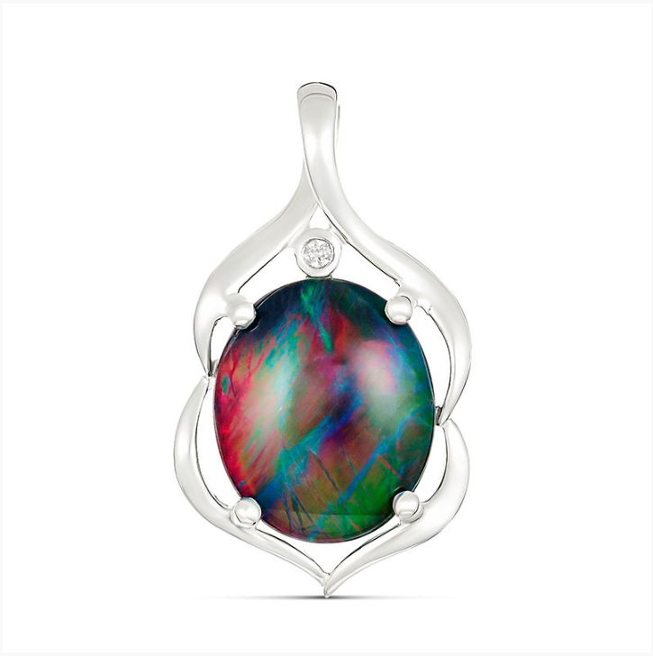 Sterling Silver 'Ophelia' Opal and CZ Pendant