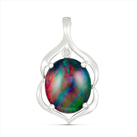 Sterling Silver 'Ophelia' Opal and CZ Pendant