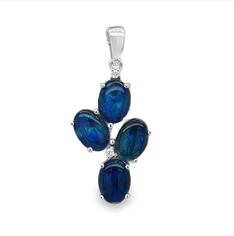 Sterling Silver 'Ripponlea' Opal and CZ Pendant