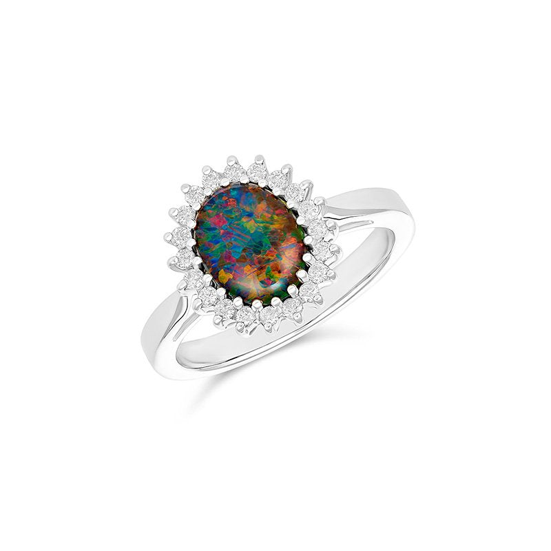 Sterling silver Adella Opal and Cubic Zirconia Ring