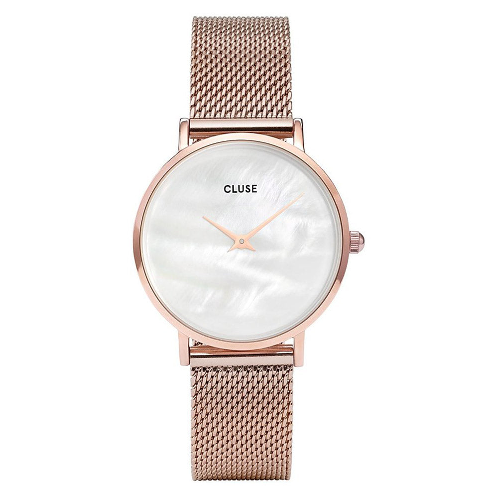 CLUSE Minuit La Perle Rose Gold Mesh Watch