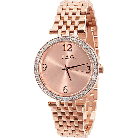 Ladies JAG Watch Rose Dial With Rose Gold Plated Bracelet