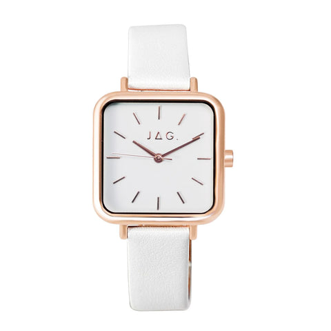 Ladies JAG Watch White Dial With White Leather Strap