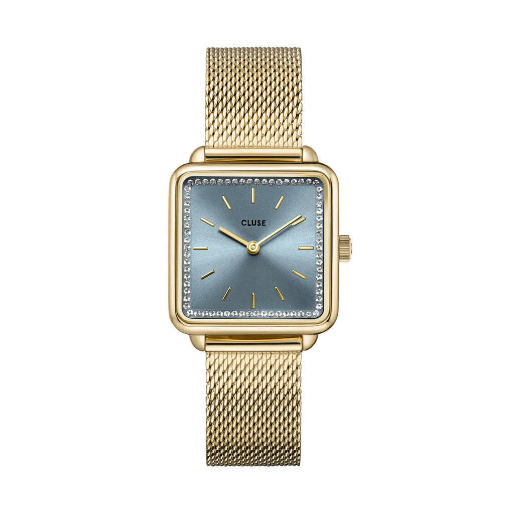 CLUSE La Tetragone Ladies Gold Plate Watch With Blue Dial