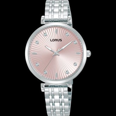 Lorus Ladies Stainless Steel Dress Watch With Pink Dial