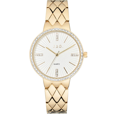 Ladies JAG "Balmoral" Watch With White Dial Gold Plated Bracelet