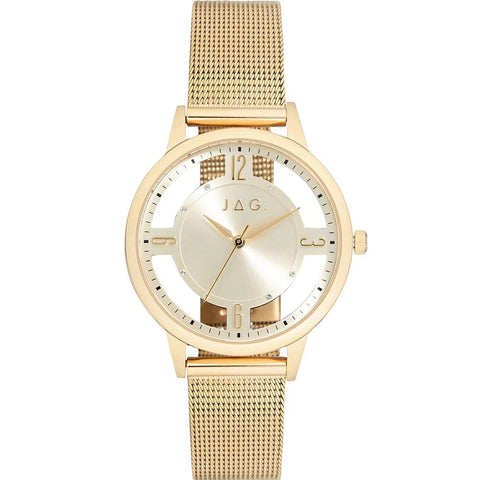 Ladies Jag "Como" Gold Plated Dress Watch With Clear Dial