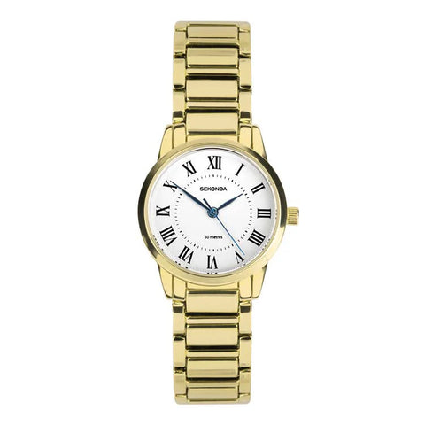 Sekonda Ladies "Beaumont" White Dial And Gold Plated Bracelet