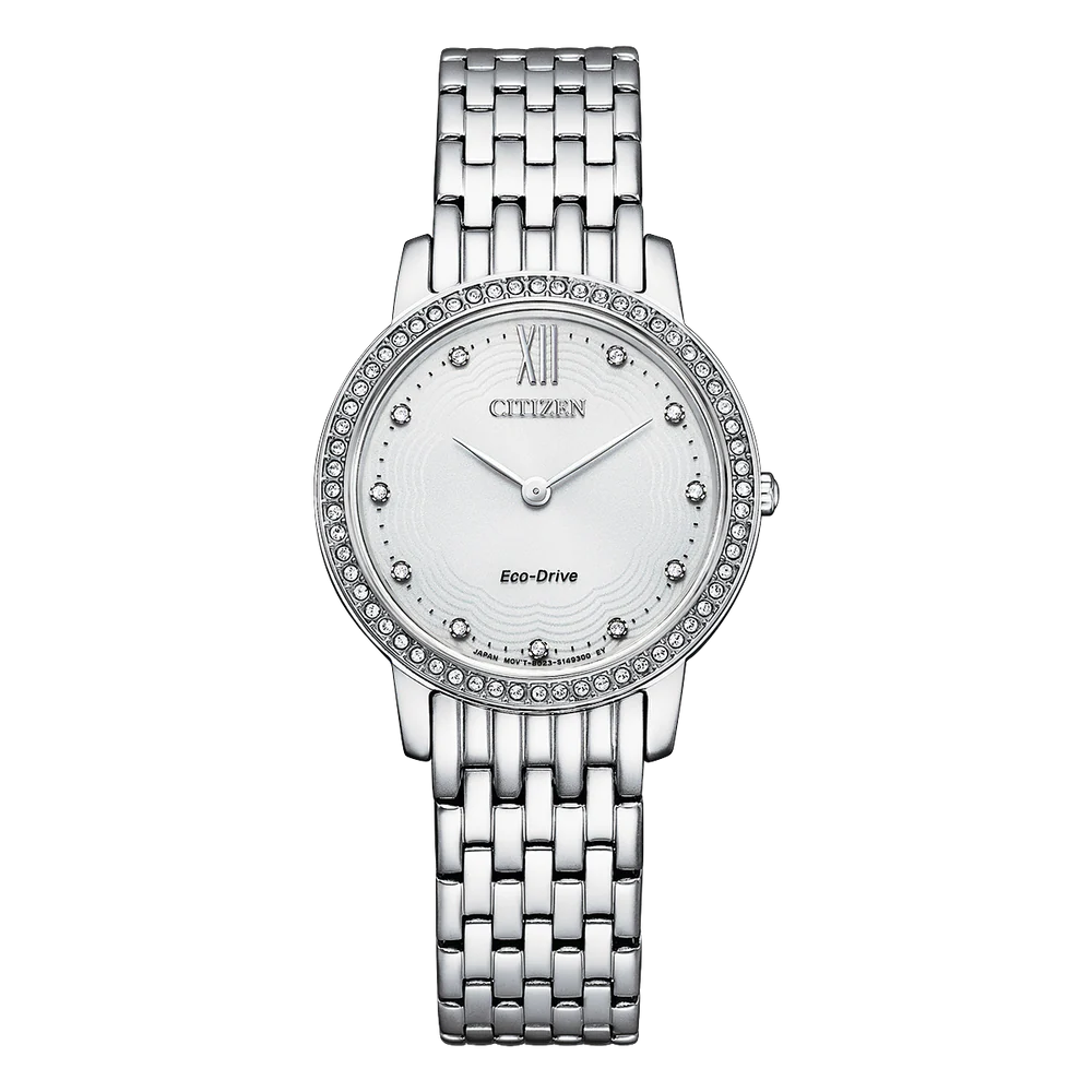 Citizen Ladies Stainless Steel Crystal Set Eco-Drive