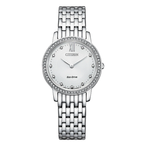 Citizen Ladies Stainless Steel Crystal Set Eco-Drive