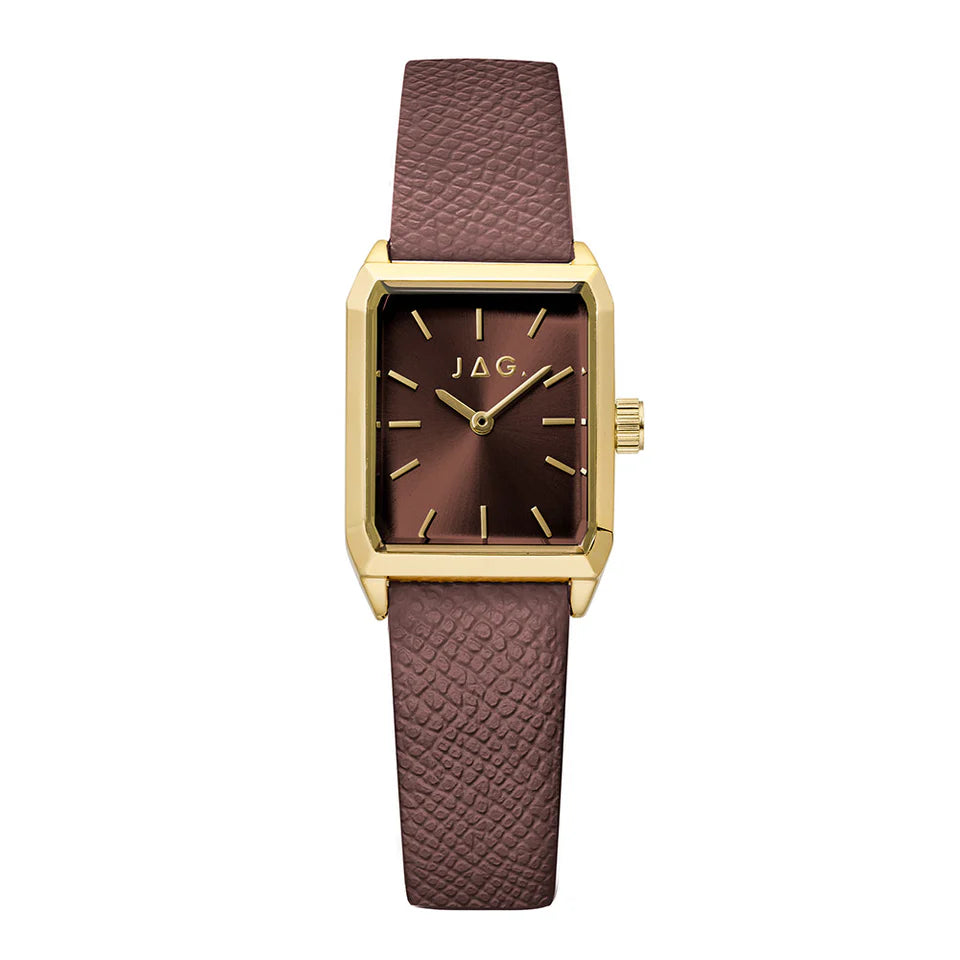 JAG Ladies Sorrento Gold Plated Fashion Watch With Brown Strap
