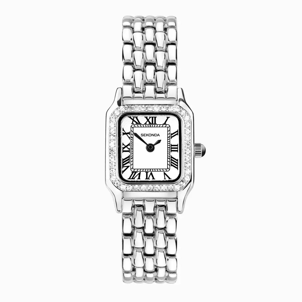 Sekonda Ladies Monica Silver Plated Stone Set Dress Watch