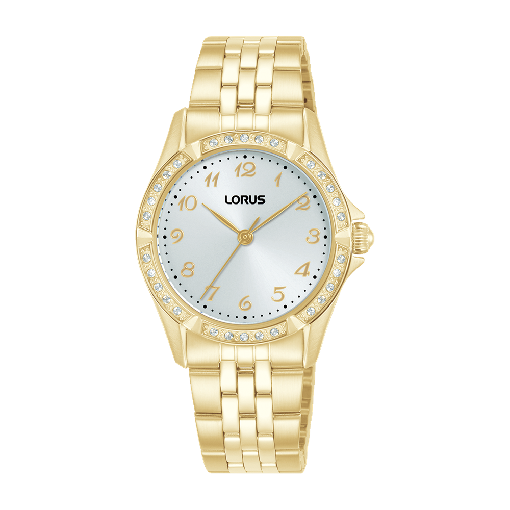 Lorus Ladies Crystal Set Dress Watch With Full Figure Dial